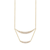 0.36ct 14k Yellow Gold Diamond Pave Double Crescent Necklace